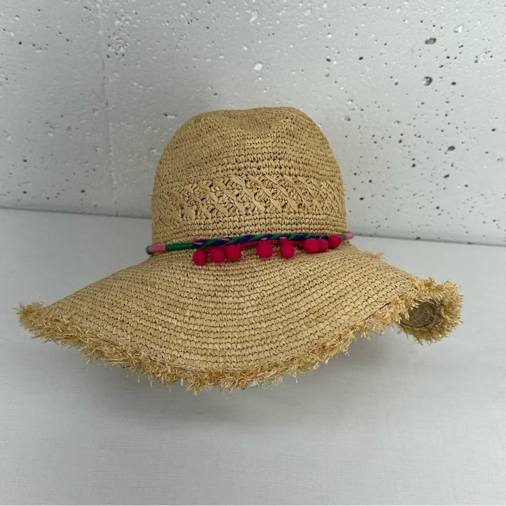 Caslon Rainbow Pom Tassel Straw Sun Hat